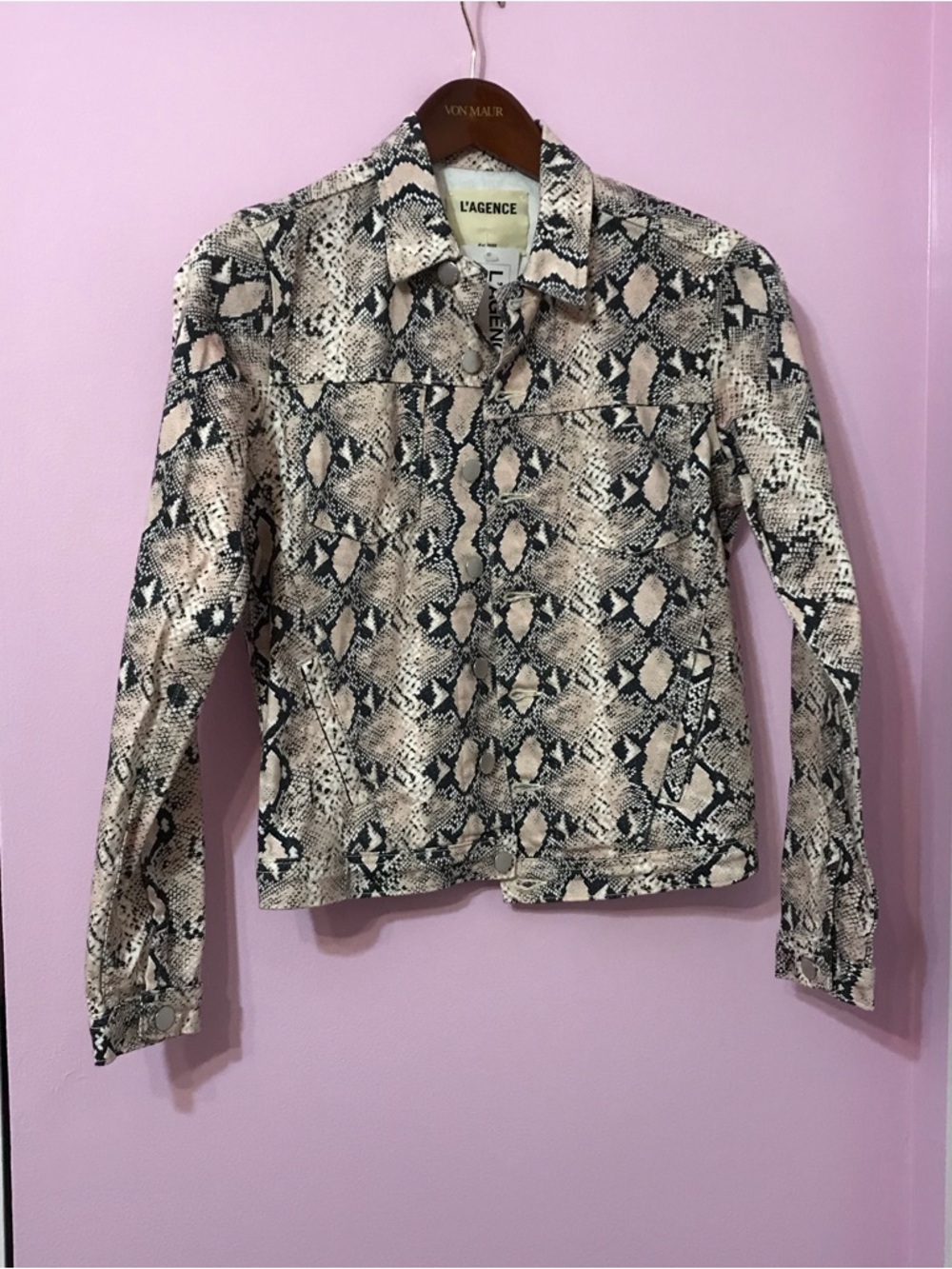NWT L’Agence Reptile Snakeskin Jean Jacket size small